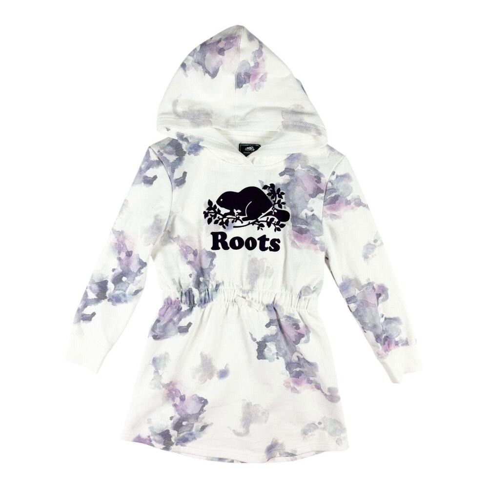 Roots Kids Hoodie Sweatshirt Dress Tie Dye Watercolor White Size 7-8 Yrs